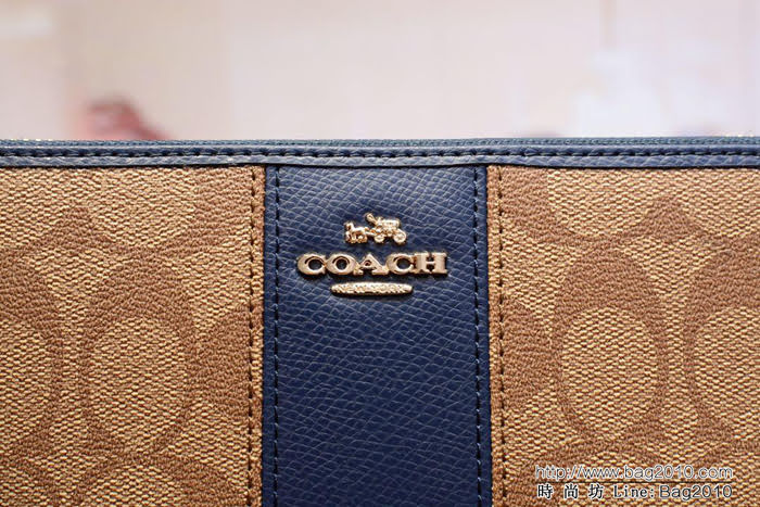 COACH蔻馳 原單 Fa52859 pvc配皮 專櫃新款 馬車標拼色 長款拉鏈錢包 outlets款  Chz1458